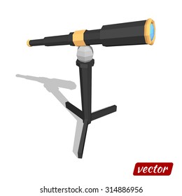 Telescope isolated on white background. Low poly style. Vector illustration