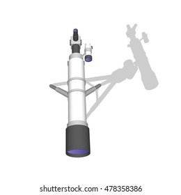 Telescope. Isolated on white background. 3d Vector illustration.Top view.