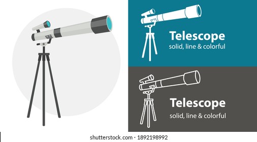 icono de vector aislado del telescopio. icono de línea sólida de espacio