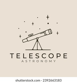 telescope line art logo icon and symbol astronomy vector illustration design