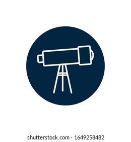 Telescope line block style icon design, Science discovery observe astronomy sky lens instrument space and discover theme Vector illustration