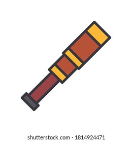 Telescope line and fill style icon design, Science discovery observe astronomy sky lens instrument space and discover theme Vector illustration
