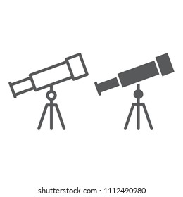 Telescope line and glyph icon, school and education, astronomy sign vector graphics, a linear pattern on a white background, eps 10.