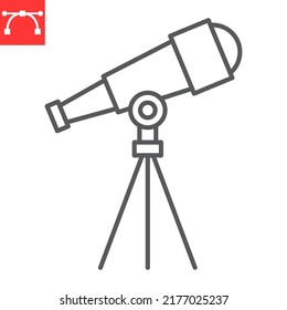 Telescope line icon, astronomy and science, telescope vector icon, vector graphics, editable stroke outline sign, eps 10.