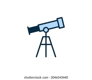 Telescope line icon. High quality outline symbol for web design or mobile app. Thin line sign for design logo. Color outline pictogram on white background