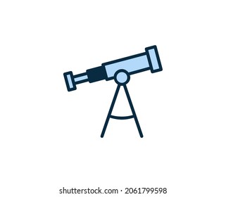 Telescope line icon. High quality outline symbol for web design or mobile app. Thin line sign for design logo. Color outline pictogram on white background