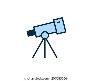 Telescope line icon. High quality outline symbol for web design or mobile app. Thin line sign for design logo. Color outline pictogram on white background