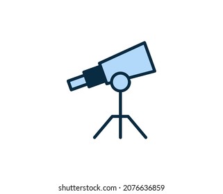 Icono de línea del telescopio. Símbolo de esquema de alta calidad para diseño web o aplicación móvil. Firma de línea delgada para el logotipo de diseño. Pictograma de contorno de color sobre fondo blanco