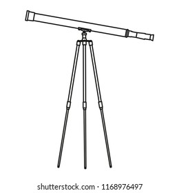 Telescope line icon isolated on white background. Outline thin black science equipment vector.
