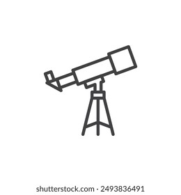 Icono de línea de telescopio. signo de estilo lineal para concepto móvil y Diseño web. Telescopio en el trípode esquematiza el Vector. Símbolo de astronomía, ilustración de logotipo. Vector gráfico