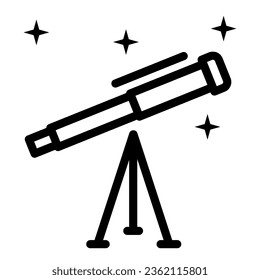 Telescope line icon, science concept, Space research optical instrument sign on white background, Astronomy telescope icon in outline style for mobile concept, web design. Vector graphics