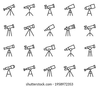 Telescope line icon set. Collection of high quality black outline logo for mobile concepts and web apps. Telescope set in trendy flat style. Vector illustration on a white background