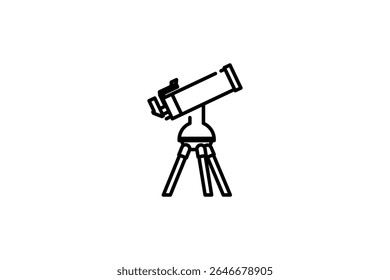 Telescope line icon space and astronomy magnify vector illustration design template on white background