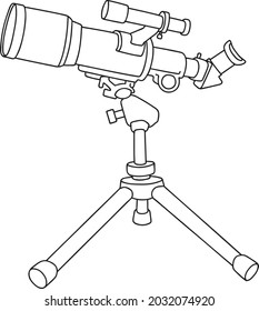 telescope  line vector illustration isolated on white background
