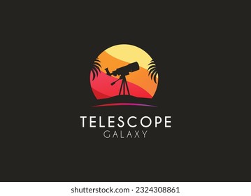 Telescope logo design. Telescope and moon logo design vector