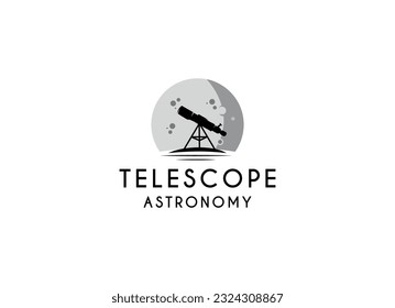 Telescope logo design. Telescope and moon logo design vector