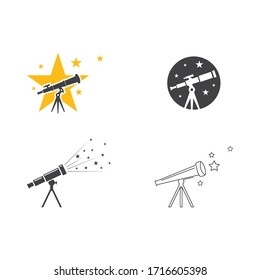 Telescope logo icon vector flat design template