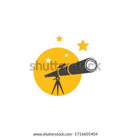 Telescope logo icon vector flat design template