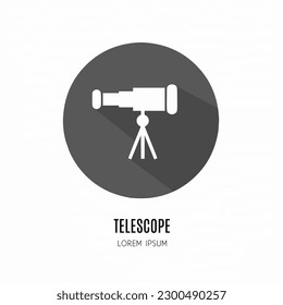 Telescope logo. Illustration of telescope in flat. Stock vector.