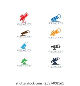 Telescope logo set design vector