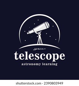 telescope logo with super lens design vector, astronomy equipment illustration design