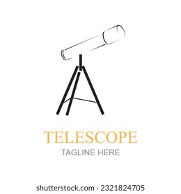 Logo del telescopio y plantilla de vector de diseño de símbolos