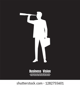 Telescope look to the success, Silhouette of businessman Vision, Concept business, Illustration vector flat