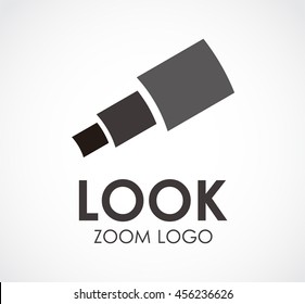 Telescope of looking abstract vector and logo design or template technology business icon of company identity symbol concept