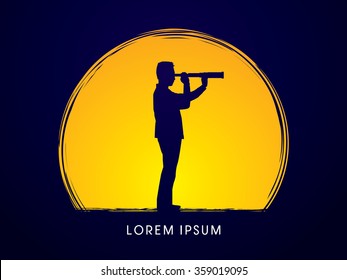 Telescope looking, Business, Vision, designed on moonlight, graphic vector