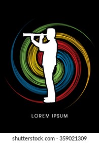 Telescope looking, Business, Vision, designed on spin wheel background, graphic vector