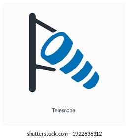 Telescope and magnifier icon concept