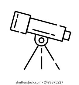 Telescopio con el icono mínimo y el arte de la línea del Vector