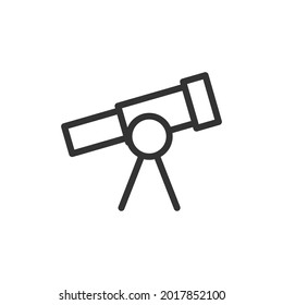 Telescope minimal line icon. Web stroke symbol design. Telescope sign isolated on a white background. Premium line icon.