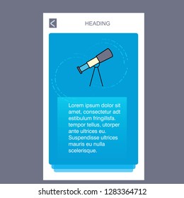 Telescope mobile vertical banner design design. Vector