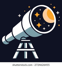 Telescope moon vector logo template design using star symbol suitable for astronomy branding night sky identity space exploration theme and science concept