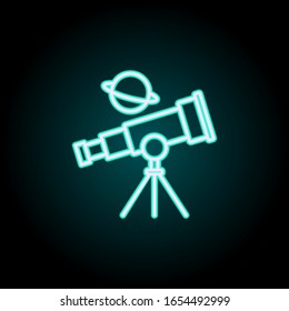 Teleskop Neonsymbol. Einfache dünne Linie, Vektorillustration der Startup-Symbole für i und ux, Website oder mobile Anwendungen