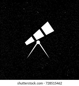 Telescope, night sky. Vector illustration