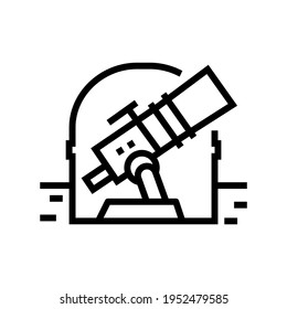 telescopio del vector de icono de línea observatoria. telescopio de señal observatoria. símbolo de contorno aislado ilustración negra