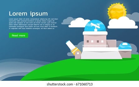 Telescope and observatory vector and illustration design