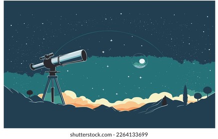 telescope for observing the starry night dark sky