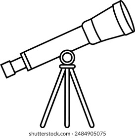 Telescope on one line art,  white background