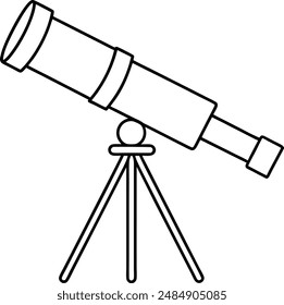 Telescope on one line art,  white background