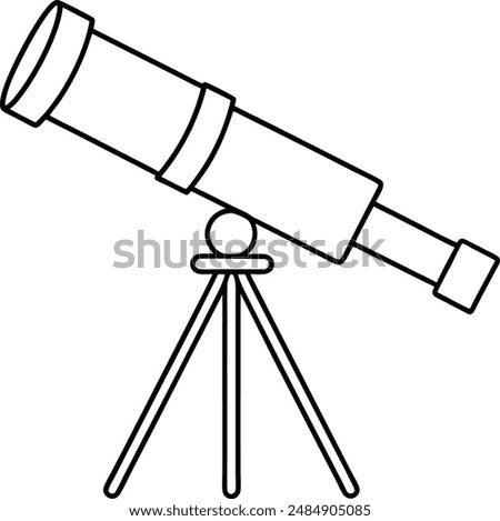Telescope on one line art,  white background