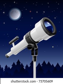 telescope on support vector illustration isolated on sky background