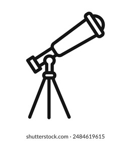 Telescopio en la marca del icono del trípode en estilo lleno