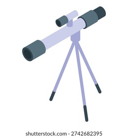 Telescope on tripod is observing distant galaxy in 3d isometric view