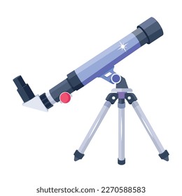 Telescopio en un soporte de trípode, diseño de iconos 2d 