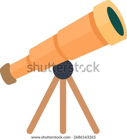 Telescope on tripod stand. Flat vector illustration isolated on white background. Astronomy and space exploration concept for design and print.