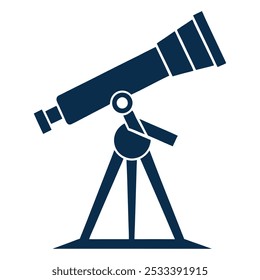 Telescopio en el ícono del Vector del trípode. cartel plano lleno para el concepto móvil y el Diseño web. Icono de glifo del telescopio. Símbolo de la astronomía, ilustración del logotipo. Vector.