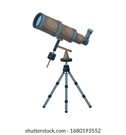 Telescope Optical Device, Astronomy Science Magnifying Equipment Vector Illustration